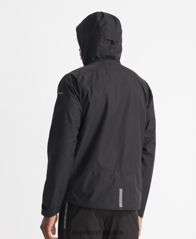 Superdry облекло N00H4787 черен мъже тренировъчно асиметрично водоустойчиво яке