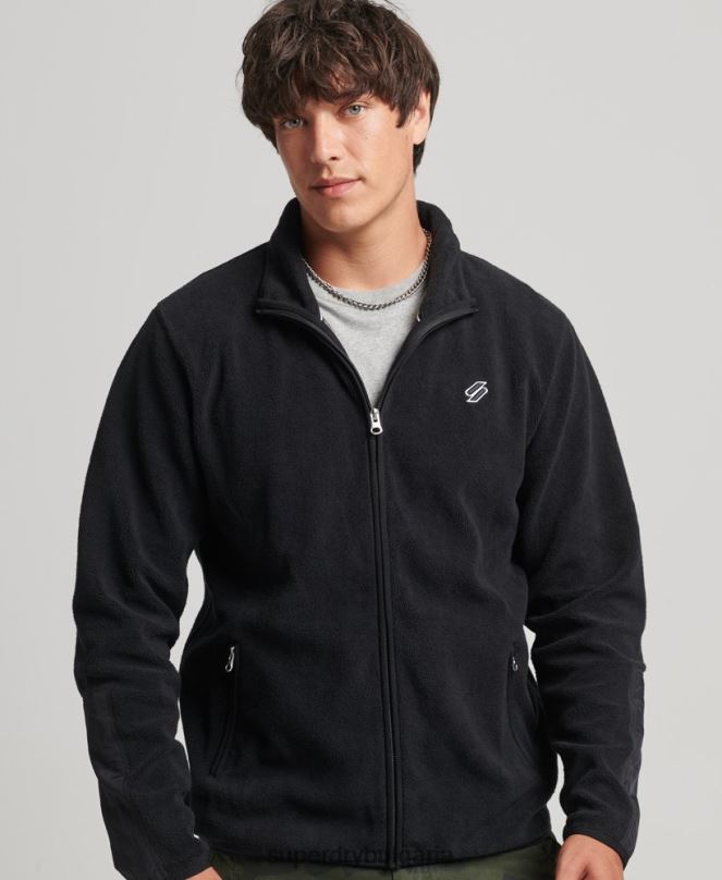 Superdry облекло N00H4996 черен мъже яке с цип от полар с лого