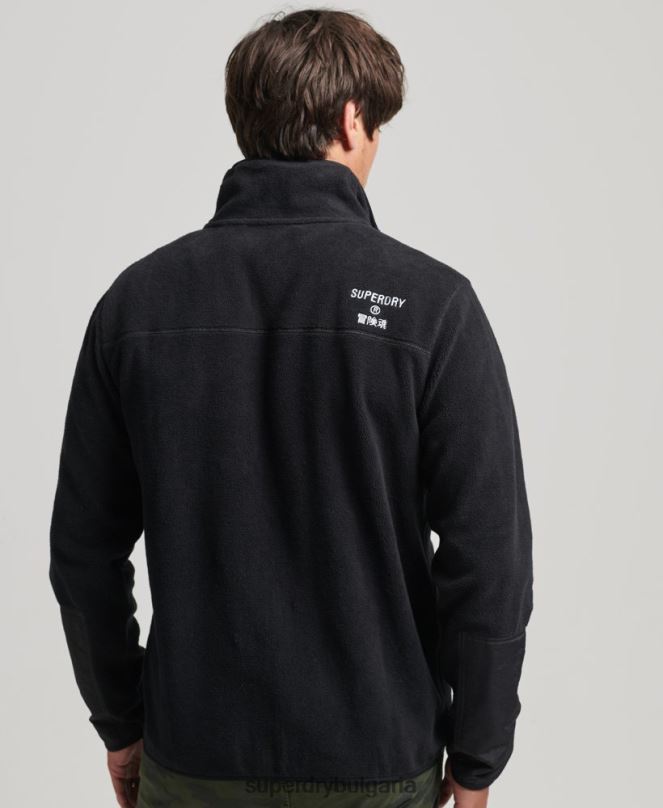 Superdry облекло N00H4996 черен мъже яке с цип от полар с лого