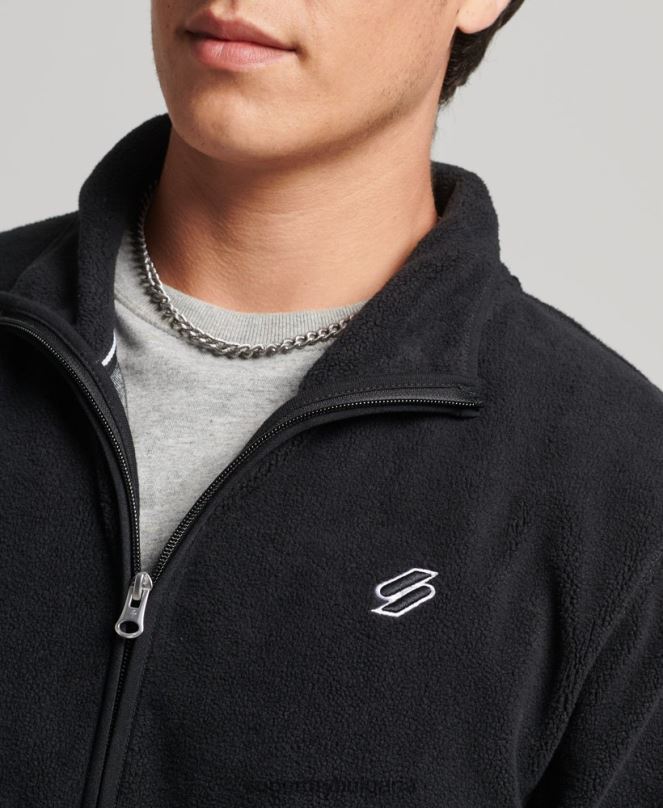 Superdry облекло N00H4996 черен мъже яке с цип от полар с лого