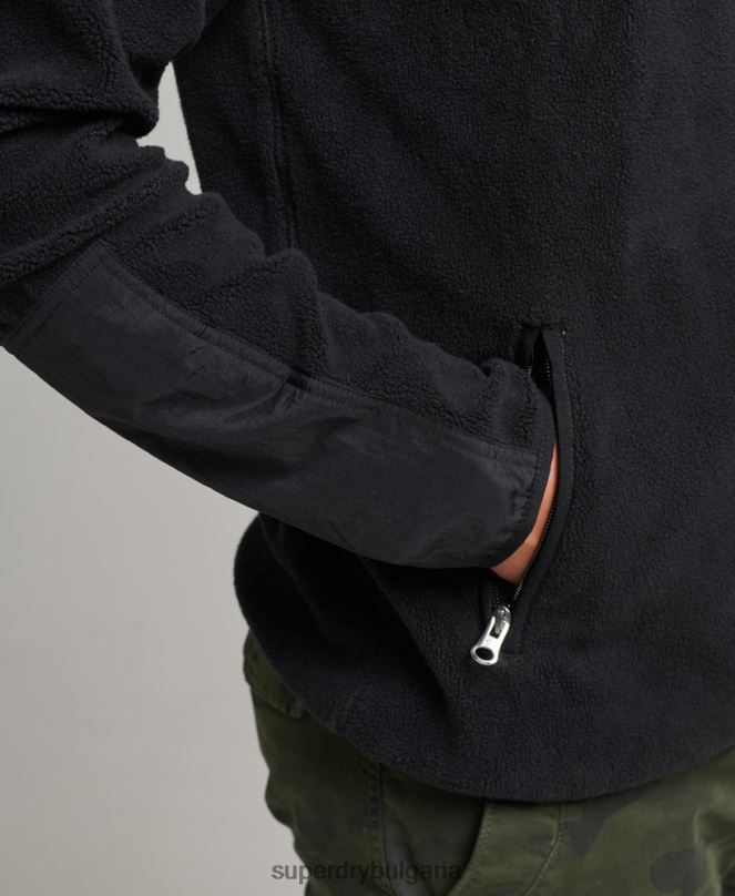 Superdry облекло N00H4996 черен мъже яке с цип от полар с лого