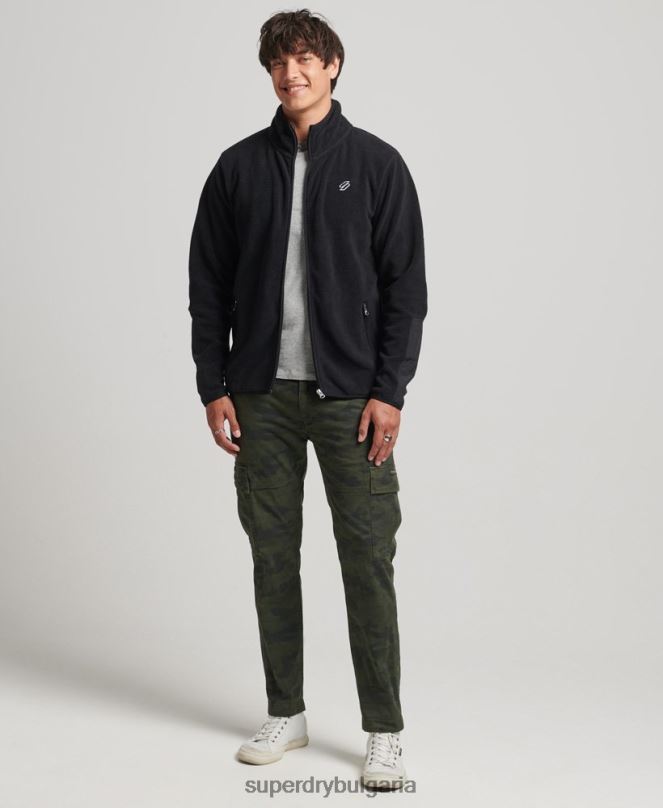 Superdry облекло N00H4996 черен мъже яке с цип от полар с лого