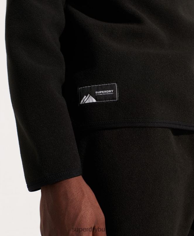 Superdry облекло N00H5132 черен мъже яке с половин цип от полар за планински спорт