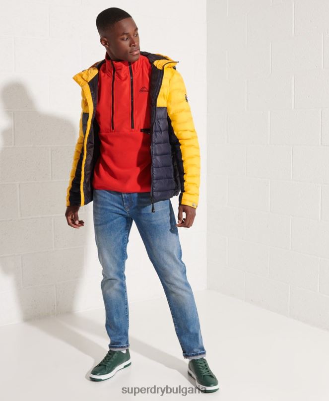 Superdry облекло N00H5199 червен мъже яке с половин цип от полар за планински спорт