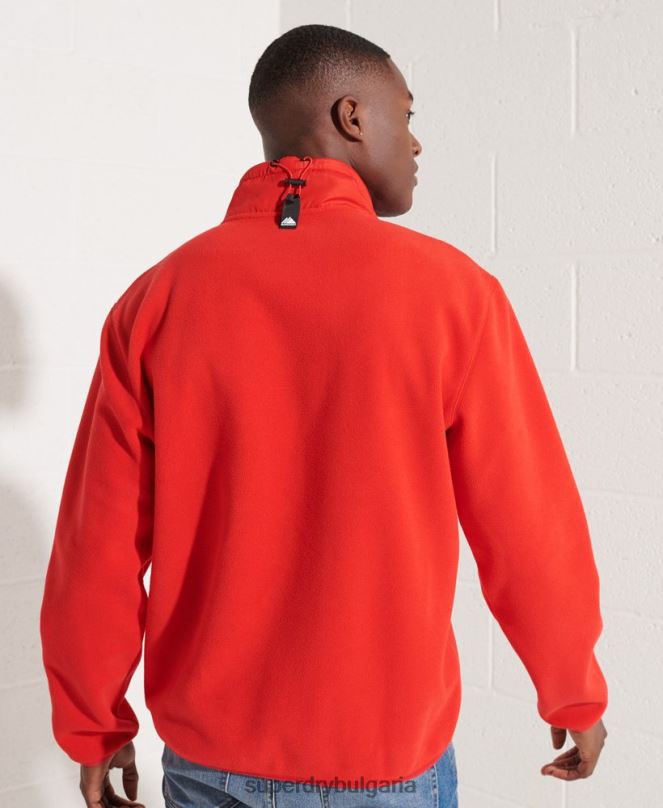Superdry облекло N00H5199 червен мъже яке с половин цип от полар за планински спорт