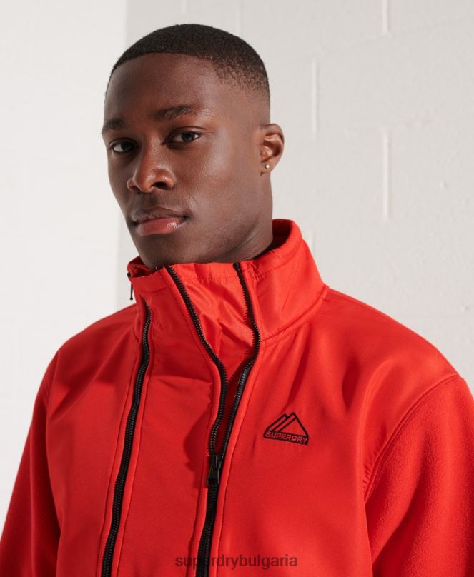 Superdry облекло N00H5199 червен мъже яке с половин цип от полар за планински спорт