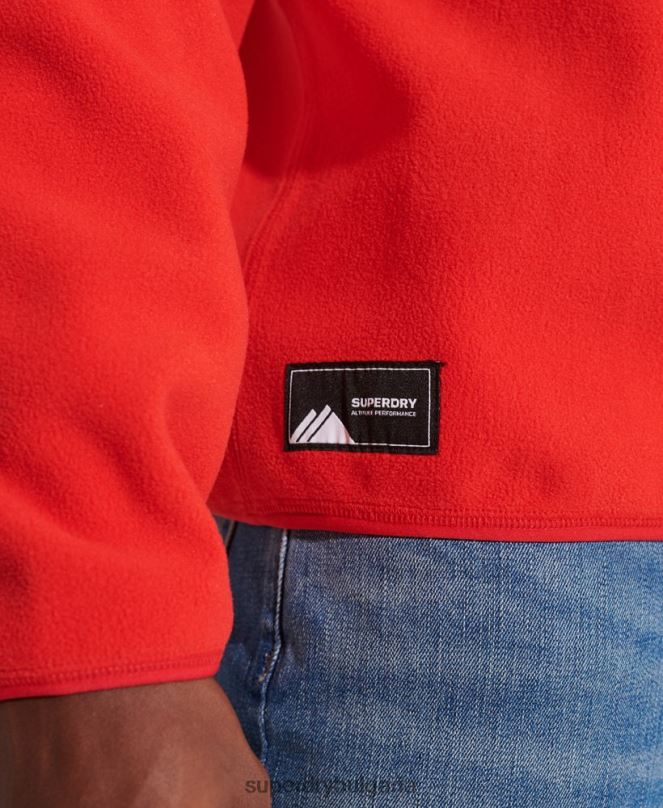Superdry облекло N00H5199 червен мъже яке с половин цип от полар за планински спорт