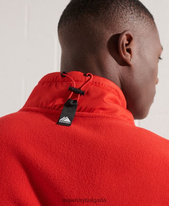 Superdry облекло N00H5199 червен мъже яке с половин цип от полар за планински спорт
