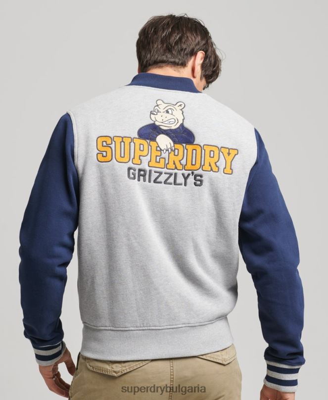 Superdry облекло N00H5202 военноморски флот мъже ретро колегиално бомбър яке