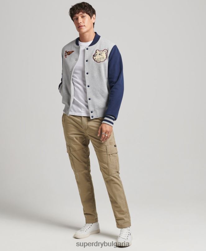 Superdry облекло N00H5202 военноморски флот мъже ретро колегиално бомбър яке