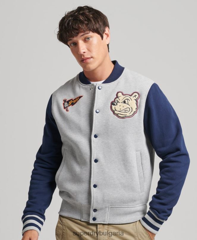 Superdry облекло N00H5202 военноморски флот мъже ретро колегиално бомбър яке
