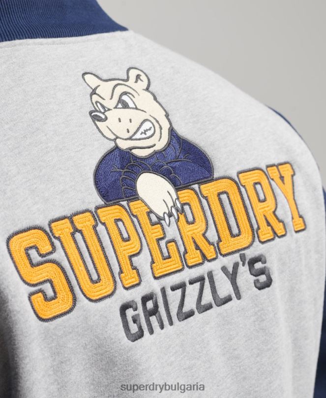 Superdry облекло N00H5202 военноморски флот мъже ретро колегиално бомбър яке