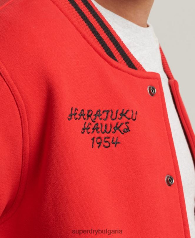 Superdry облекло N00H5217 червен мъже университетско яке от трико