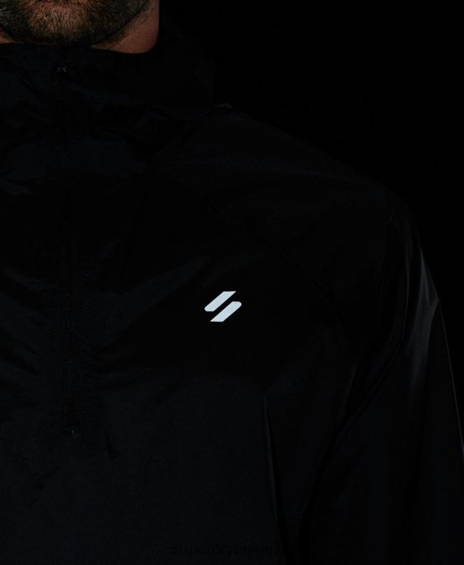 Superdry облекло N00H5363 черен мъже run леко водоустойчиво яке