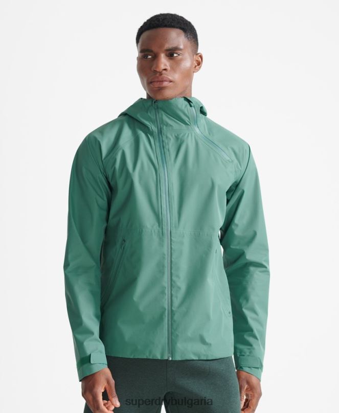 Superdry облекло N00H5399 зелено мъже влак асиметрично водоустойчиво яке