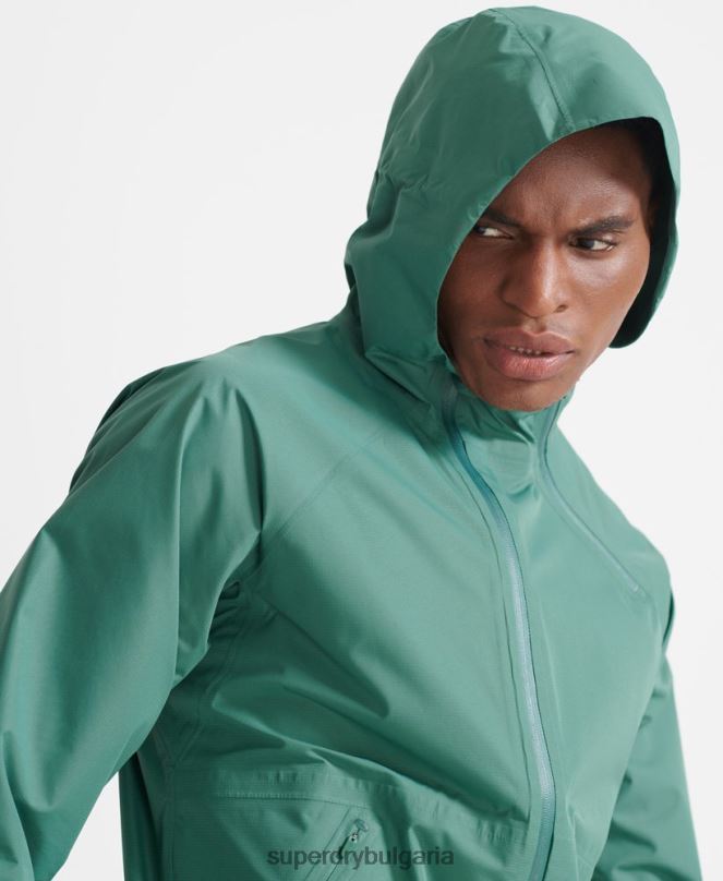 Superdry облекло N00H5399 зелено мъже влак асиметрично водоустойчиво яке
