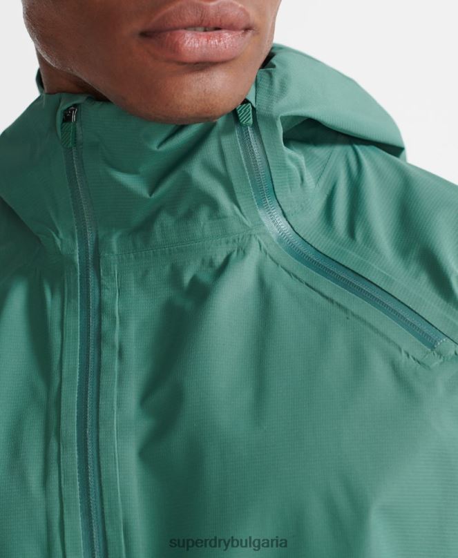 Superdry облекло N00H5399 зелено мъже влак асиметрично водоустойчиво яке