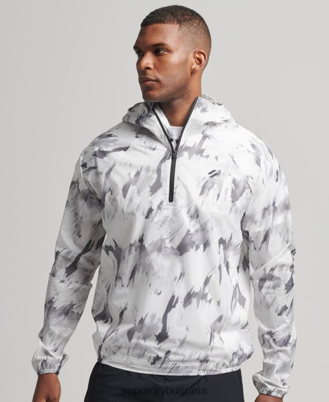 Superdry облекло N00H5401 сиво мъже run леко водоустойчиво яке