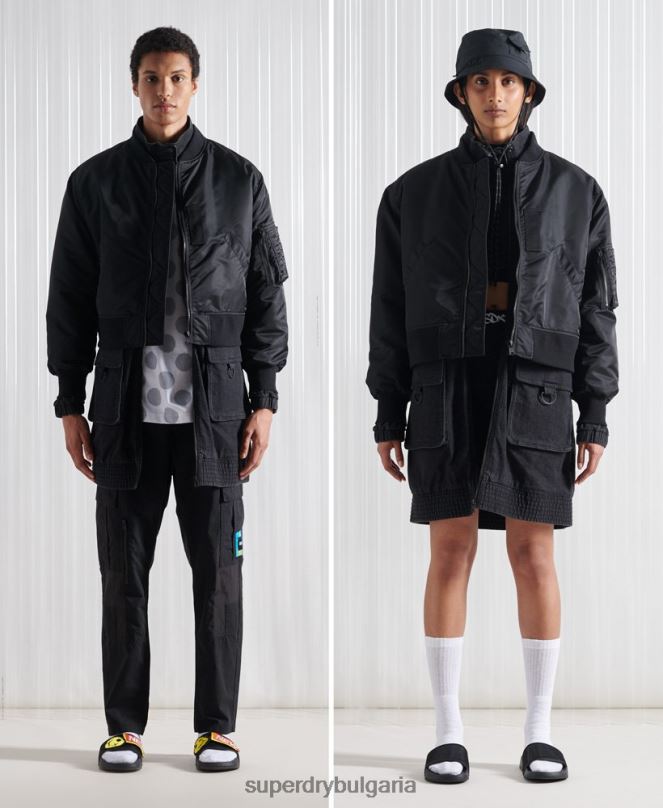 Superdry облекло N00H5555 черен мъже ограничено издание sdx двойно бомбър яке