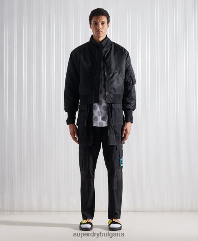 Superdry облекло N00H5555 черен мъже ограничено издание sdx двойно бомбър яке
