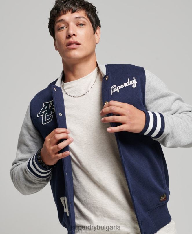 Superdry облекло N00H604 военноморски флот мъже ретро колегиално бомбър яке