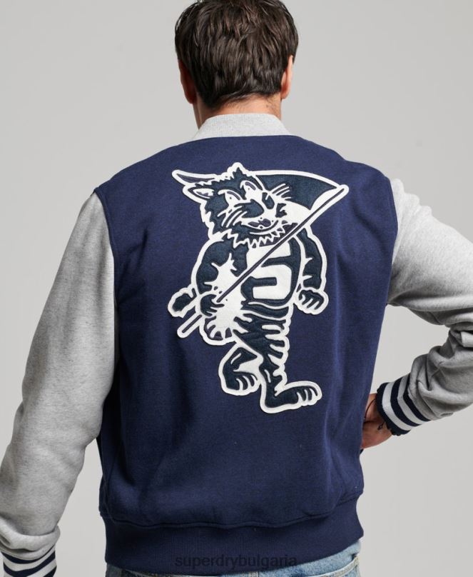 Superdry облекло N00H604 военноморски флот мъже ретро колегиално бомбър яке