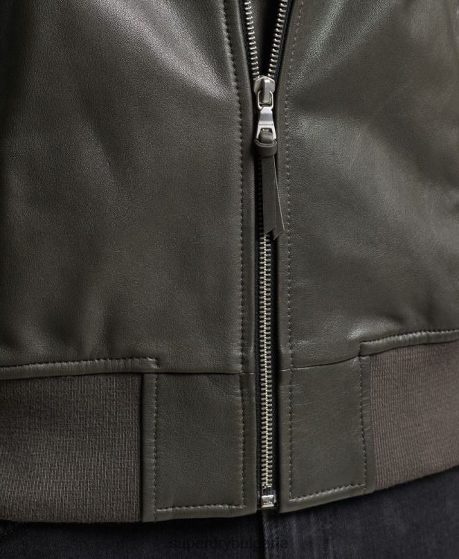 Superdry облекло N00H6455 тъмно сив мъже кожено бомбардировъчно яке студия