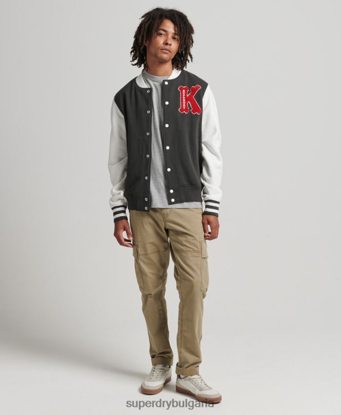 Superdry облекло N00H796 черен мъже ретро колегиално бомбър яке