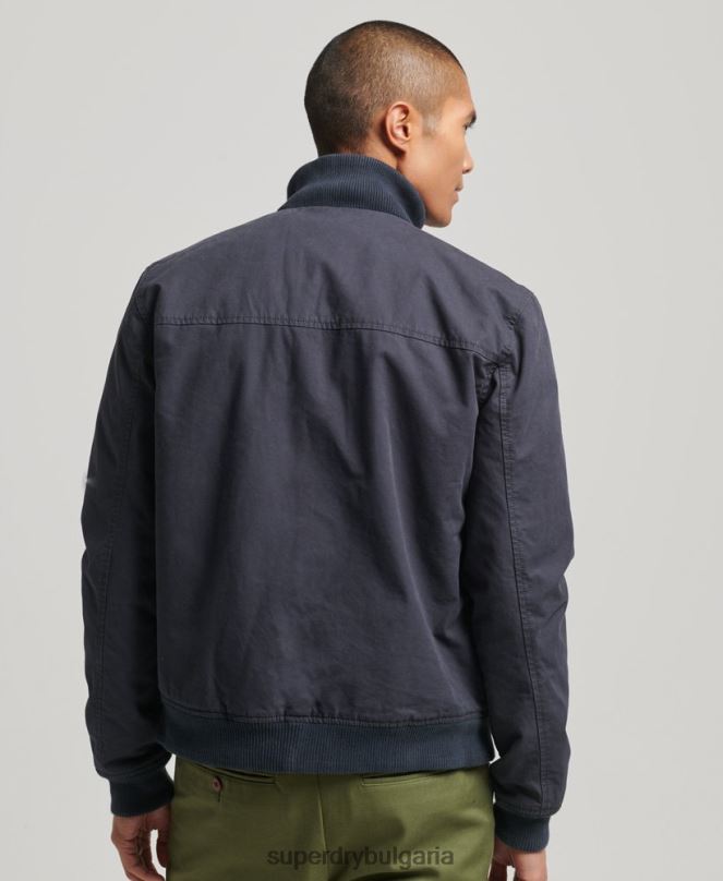 Superdry облекло N00H7 военноморски флот мъже бомбър яке с плетена яка
