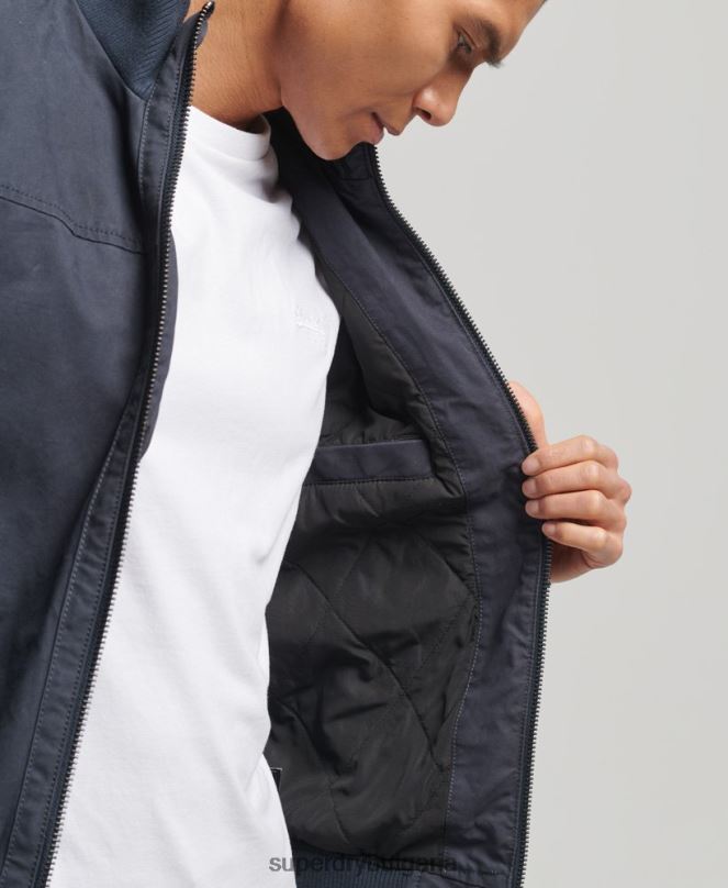 Superdry облекло N00H7 военноморски флот мъже бомбър яке с плетена яка