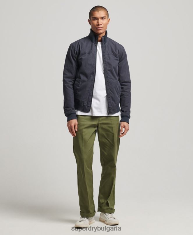 Superdry облекло N00H7 военноморски флот мъже бомбър яке с плетена яка