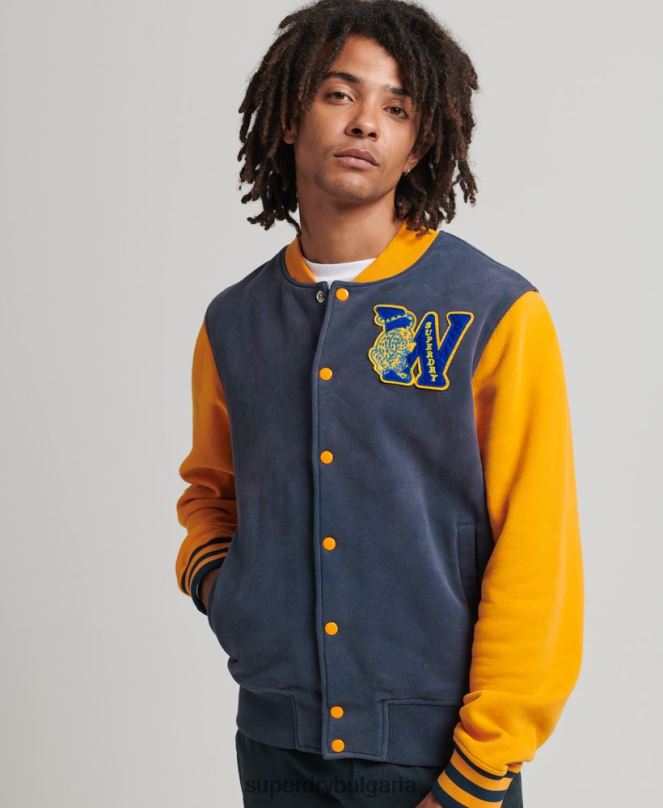 Superdry облекло N00H806 военноморски флот мъже ретро колегиално бомбър яке