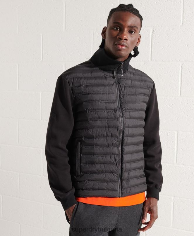 Superdry облекло N00H848 черен мъже планинско хибридно бомбър яке