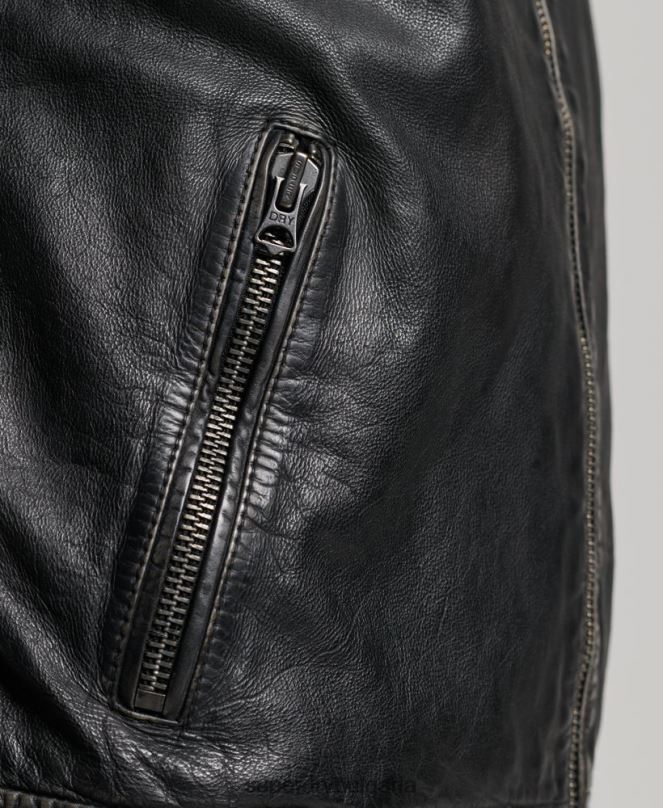 Superdry облекло N00H906 черен мъже наследствено кожено мотоциклетно яке