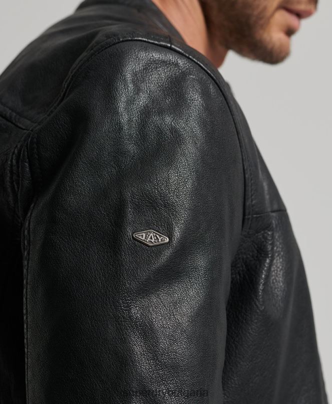 Superdry облекло N00H909 черен мъже наследствено кожено спортно състезателно яке