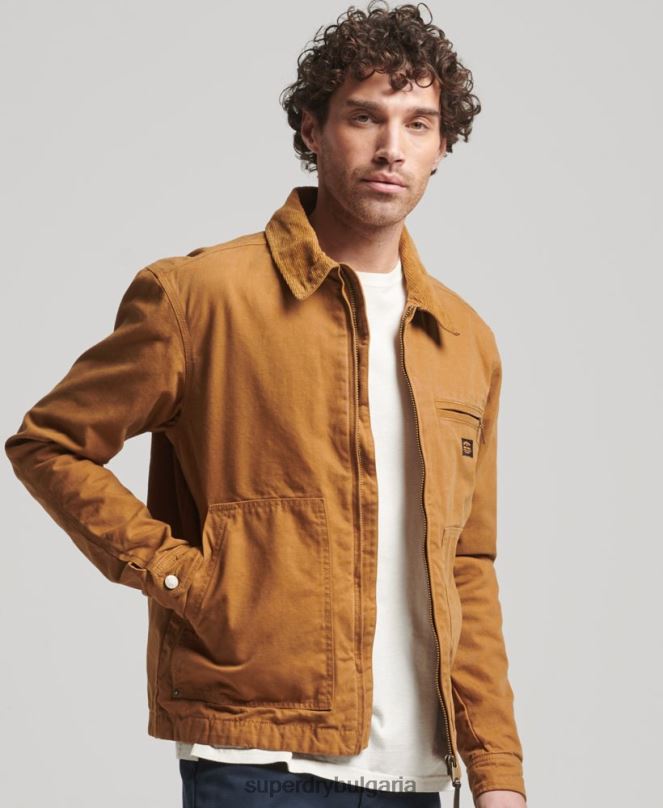 Superdry облекло N00H918 кафяво мъже винтидж яке Ranch harrington