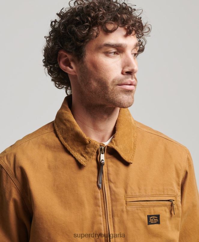 Superdry облекло N00H918 кафяво мъже винтидж яке Ranch harrington
