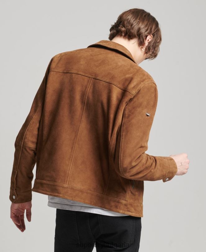 Superdry облекло N00H921 кафяво мъже велурено яке от 70-те години на Studios
