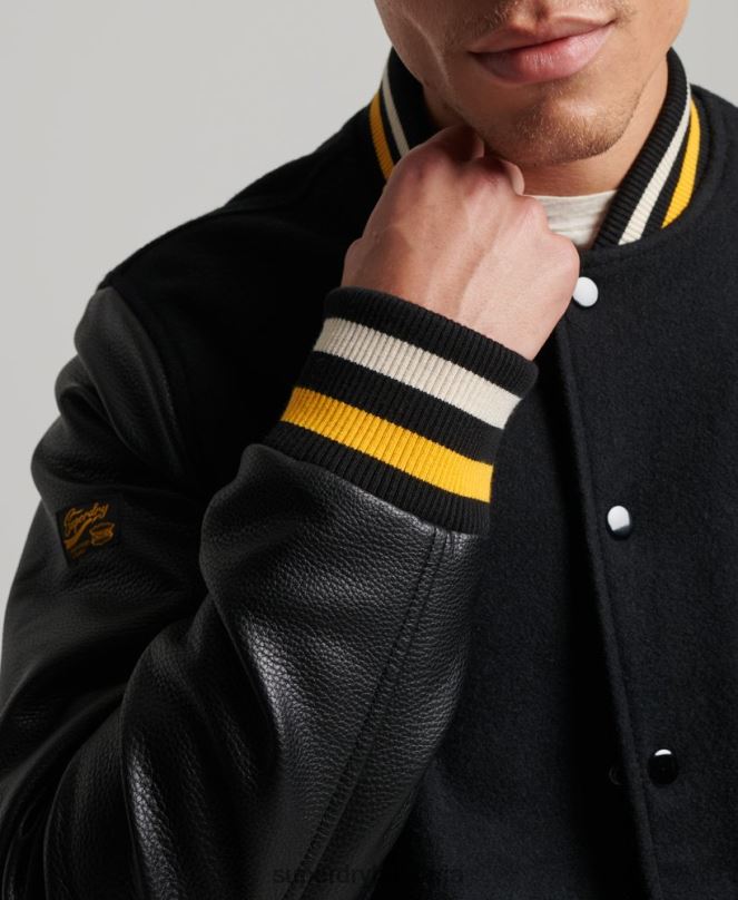 Superdry облекло N00H927 тъмно сив мъже винтидж яке от колежански бомбър