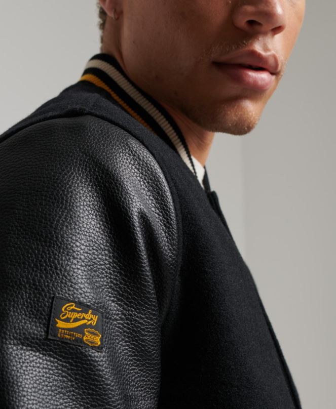 Superdry облекло N00H927 тъмно сив мъже винтидж яке от колежански бомбър