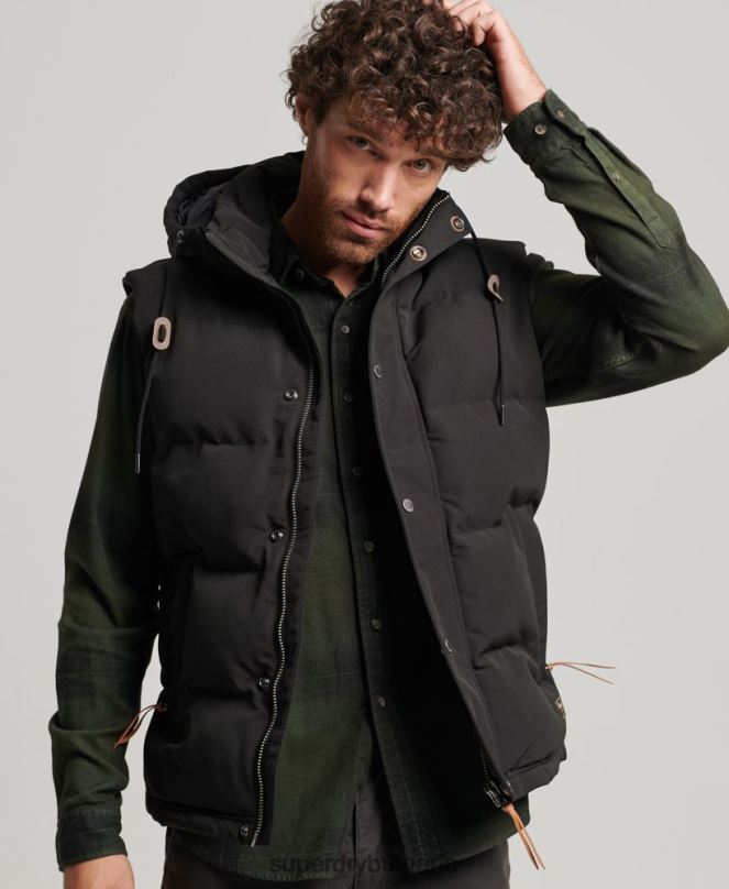 Superdry облекло N00H929 черен мъже жилетка с качулка Everest