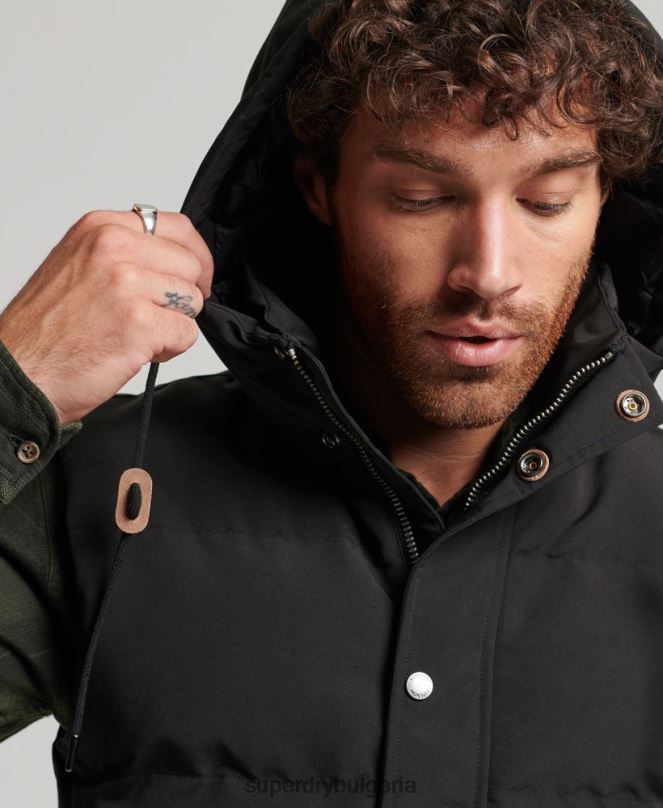 Superdry облекло N00H929 черен мъже жилетка с качулка Everest