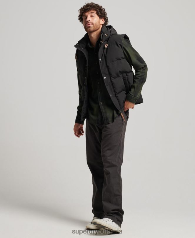 Superdry облекло N00H929 черен мъже жилетка с качулка Everest