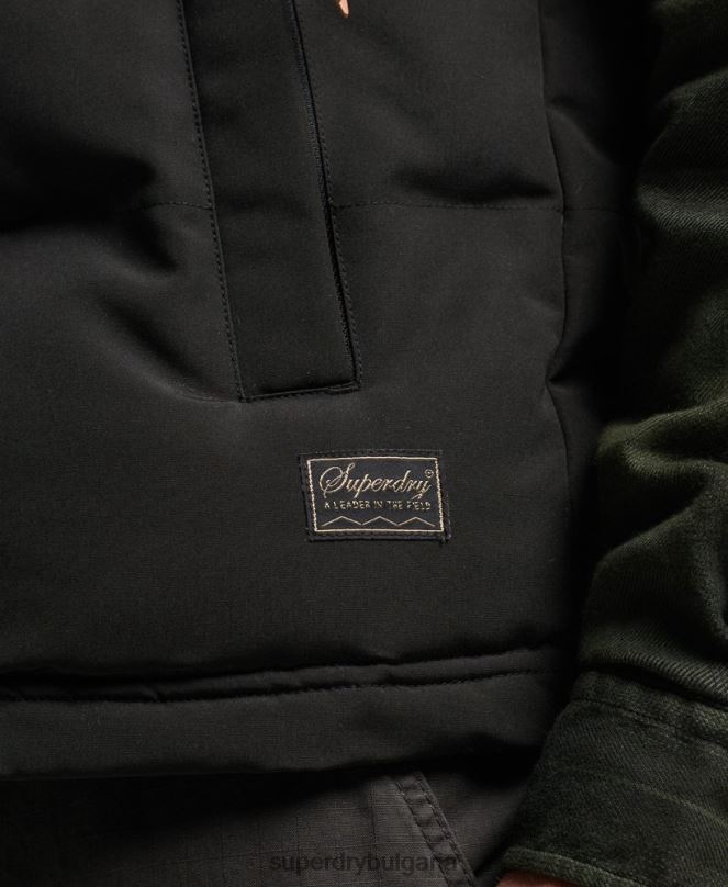 Superdry облекло N00H929 черен мъже жилетка с качулка Everest