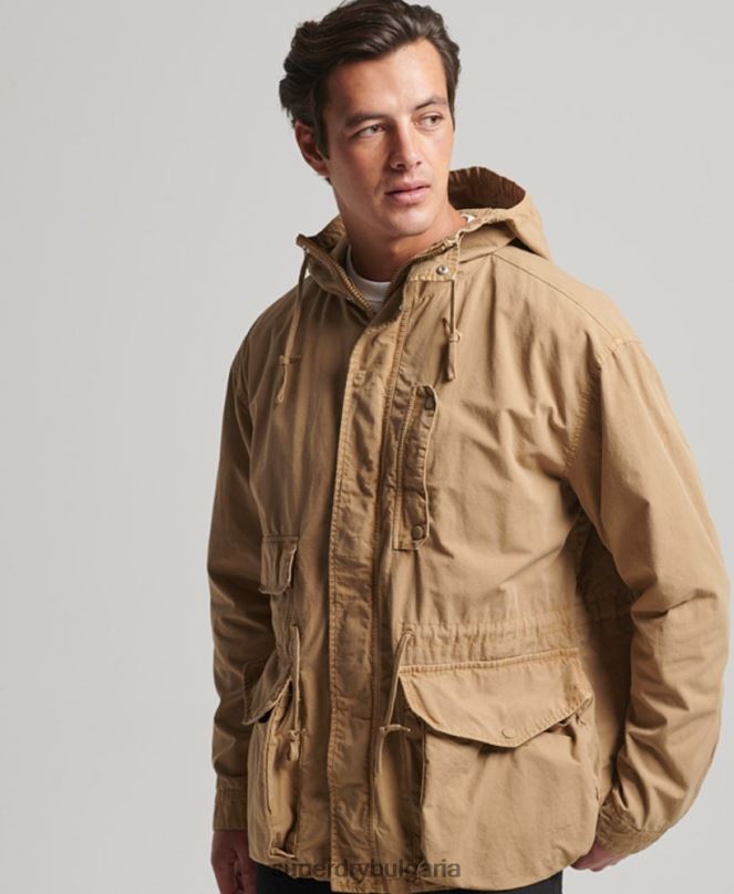 Superdry облекло N00H932 тен мъже палубно яке с качулка