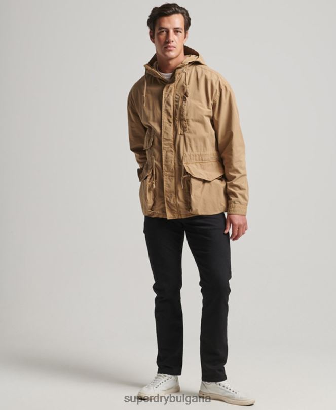 Superdry облекло N00H932 тен мъже палубно яке с качулка