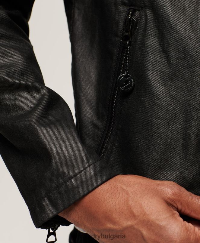 Superdry облекло N00H945 черен мъже дънково състезателно яке с винтидж покритие