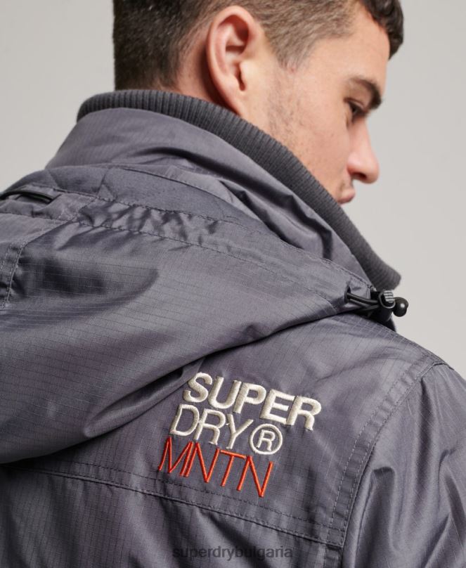 Superdry облекло N00H946 тъмно сив мъже горско яке с ветровка