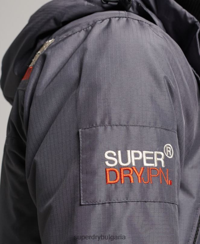 Superdry облекло N00H946 тъмно сив мъже горско яке с ветровка
