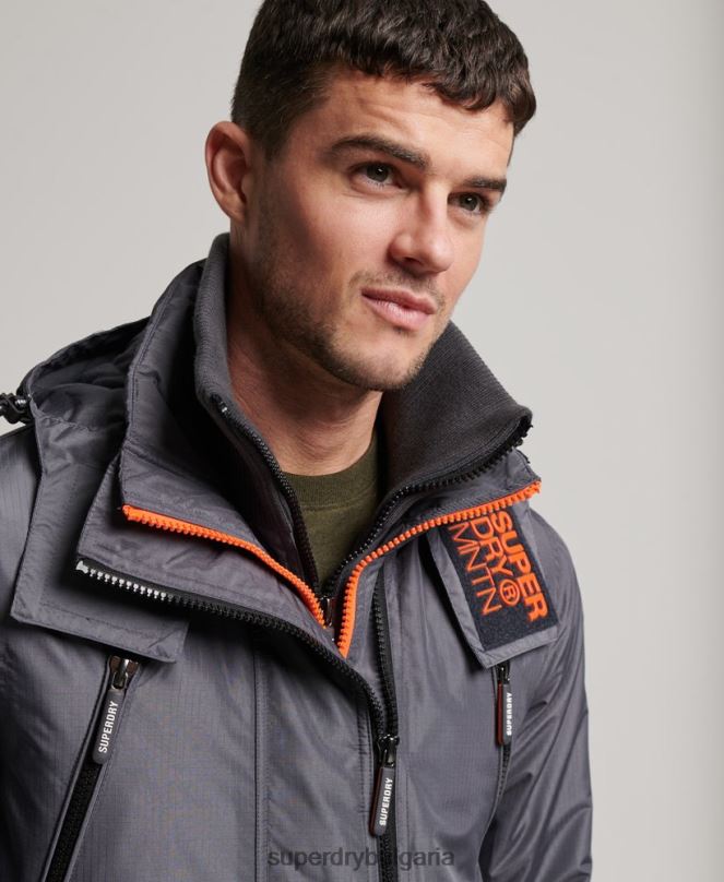 Superdry облекло N00H946 тъмно сив мъже горско яке с ветровка